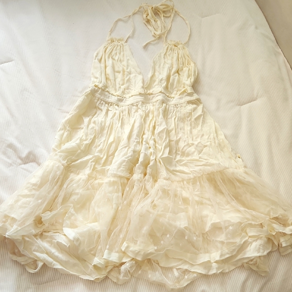 Elegant Cream Halter Dress